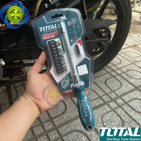 Bộ tua vít 12 chi tiết Total THT250FL1206 thân dài bẻ cong