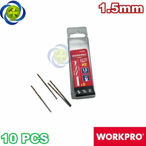 Mũi khoan sắt 1.5mm chuôi tròn thép HSS Workpro WP400151 (10 mũi hộp)