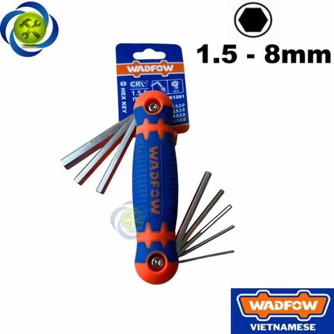 Bộ 8 chìa lục giác xếp 1.5-8mm đầu bằng WadFow WHK1281