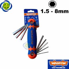 Bộ 8 chìa lục giác xếp 1.5-8mm đầu bằng WadFow WHK1281