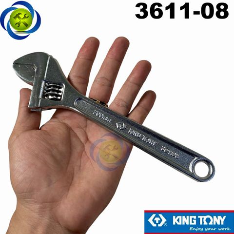Mỏ lết 200mm xi trắng Kingtony 3611-08R loại 8 inch mạ Crom