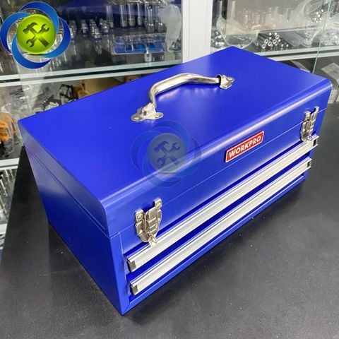 Thùng đồ nghề sắt hai ngăn kéo Workpro WP282005 kích thước 460x240x220mm màu xanh