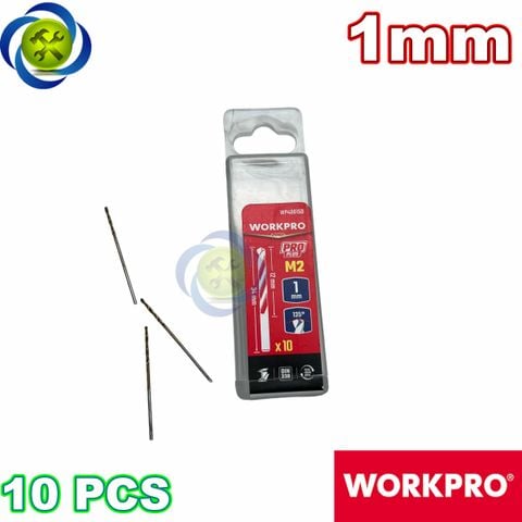 Mũi khoan sắt 1mm chuôi tròn thép HSS Workpro WP400150 (10 mũi hộp)