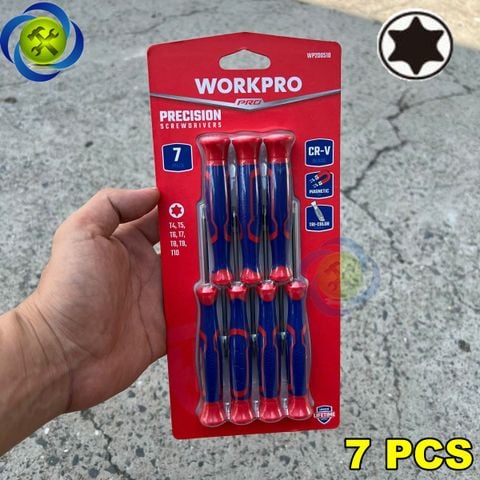 Bộ tua vít đầu sao sửa chữa điện tử 7 chi tiết (T4-T10) Workpro WP200510