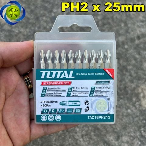 Hộp mũi vít bake PH2 x 25mm TOTAL TAC16PH213 (20 cái/hộp)