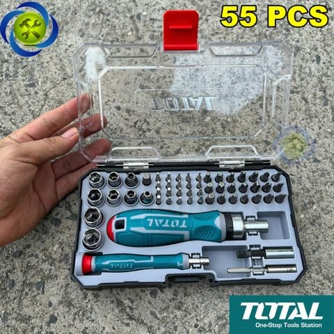 Bộ tua vít 55 chi tiết đa năng TOTAL TACSD30556 cán vặn tự động