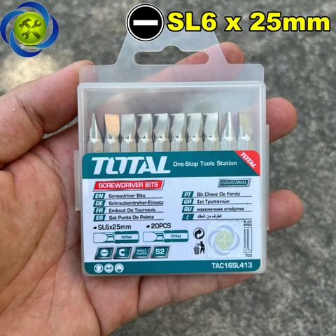 Hộp mũi vít dẹp  6mm x 1.0mm x 25mm  TOTAL TAC16SL413 (20cái/hộp)
