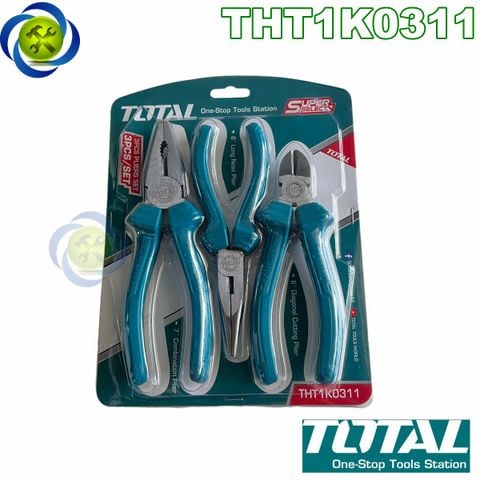 Bộ kìm 3 chi tiết Total THT1K0311 (kìm điện, kìm cắt và kìm nhọn)