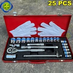 Bộ tuýp 25 chi tiết HITMAN VND1005 (10mm - 32mm) thép CR-V mạ Crom bóng