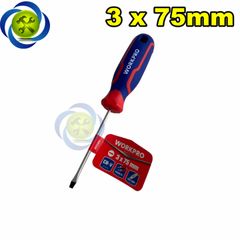 Tua vít dẹp 3x75mm tay cầm bọc cao su Workpro WP221013