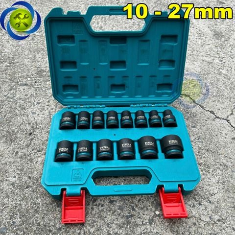 Bộ tuýp đen ngắn Total THISTD12141 loại 1/2 inch có 14 chi tiết (10 - 27mm)