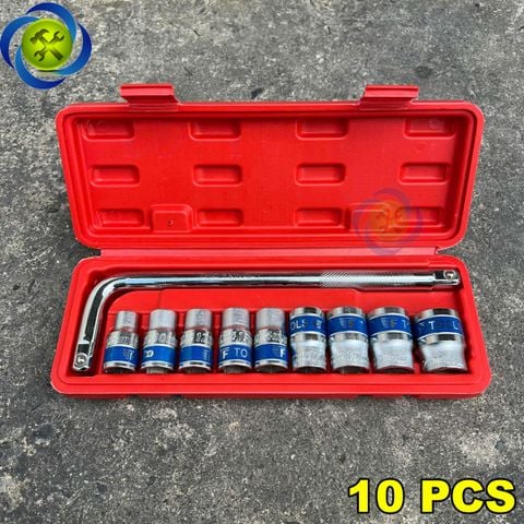 Bộ tuýp 10 chi tiết VND3320-2 ( 8mm - 24mm ) cần chữ L hộp nhựa