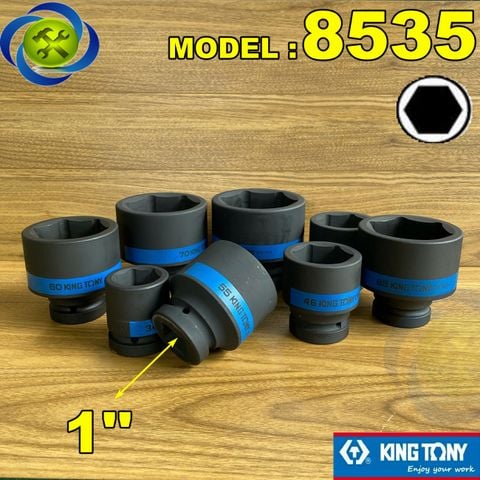 (ĐỦ SIZE) Tuýp 1 inch Kingtony 8535 ngắn màu đen 6 cạnh