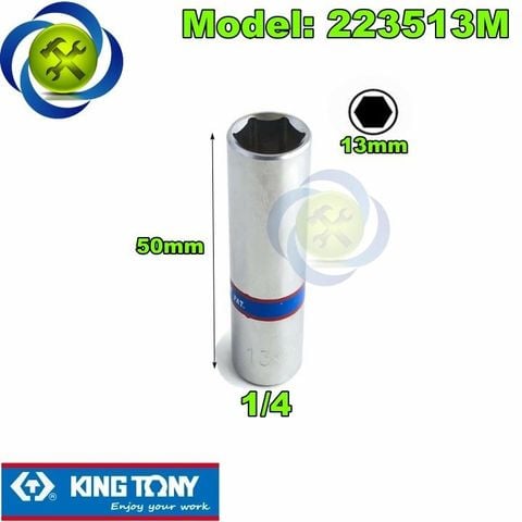 (ĐỦ SIZE) Tuýp trắng 6 cạnh Kingtony 2235 chuôi 1/4 dài 50mm (size lẻ từ 4-14mm)