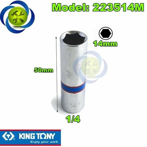 (ĐỦ SIZE) Tuýp trắng 6 cạnh Kingtony 2235 chuôi 1/4 dài 50mm (size lẻ từ 4-14mm)