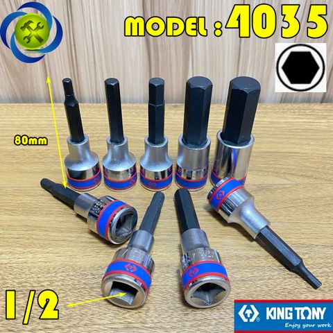 (ĐỦ SIZE) Tuýp lục giác Kingtony 4035 loại 1/2 dài 80mm