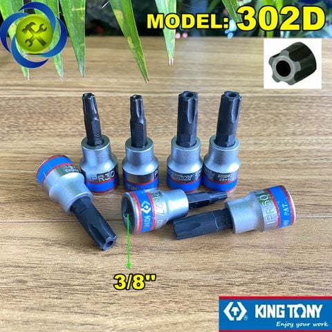 (ĐỦ SIZE) Đầu tuýp sao 5 cạnh có lỗ 3/8 Kingtony 302D