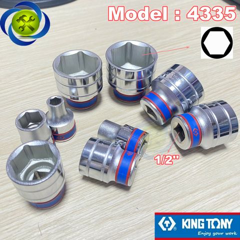 (ĐỦ SIZE) Tuýp 1/2 trắng ngắn Kingtony 4335M 6 cạnh 8-36mm