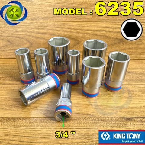 (Size lẻ) Tuýp 3/4 inch Kingtony 6235 loại dài màu trắng 6 cạnh