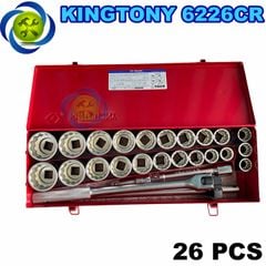Bộ tuýp 3/4 có 26 chi tiết hệ inch & hệ mét Kingtony 6226CR loại tuýp 12 cạnh