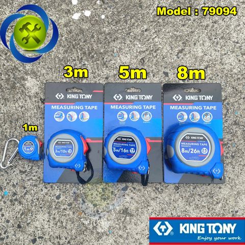 Thước cuộn Kingtony 79094 có các chiều dài từ 1 - 3 - 5- 8 Mét