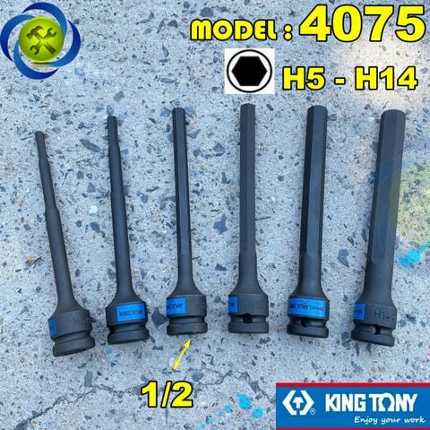 (ĐỦ SIZE) Tuýp đen lục giác Kingtony 4075 loại 1/2 dài 150mm