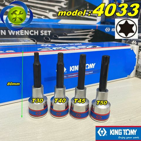 Tuýp sao 1/2 Kingtony 4033xx dài 80mm trắng đen có size T30-T50