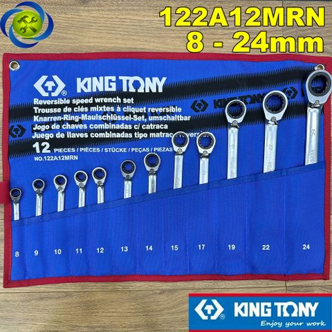 Bộ cờ lê vòng miệng tự động Kingtony 122A12MRN có khoá gạt đảo chiều 12 chi tiết