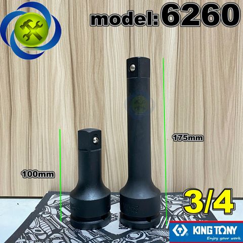 Đầu nối dài 3/4 Kingtony 6260 màu đen dài 100mm và 175mm đầu vuông 19mm