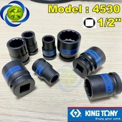 (ĐỦ SIZE) Tuýp 1/2 KINGTONY 4530 loại ngắn 12 cạnh màu đen