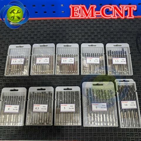 Mũi khoan sắt- inox EM-CNT chuôi lục giác (2 mũi) 1.5 đến 10mm