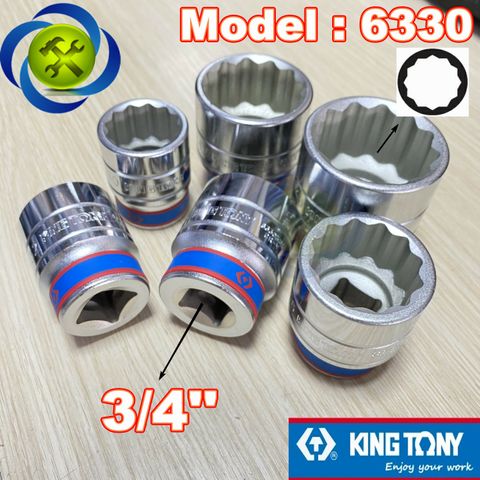 (ĐỦ SIZE) Tuýp 3/4 inch Kingtony 6330 loại 12 cạnh màu trắng