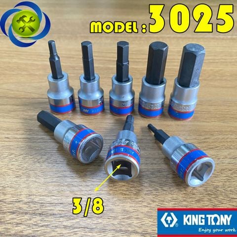 (ĐỦ SIZE) Tuýp lục giác Kingtony 3025 loại 3/8 trắng-đen