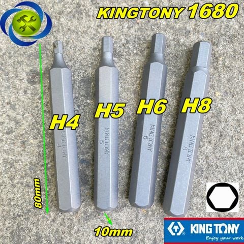 Mũi vít đóng lục giác (H4 - H8) Kingtony 1680xx thân 10mm dài 80mm