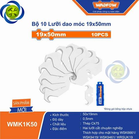 Bộ 10 Lưỡi Dao Móc 19X50Mm WADFOW WMK1K50
