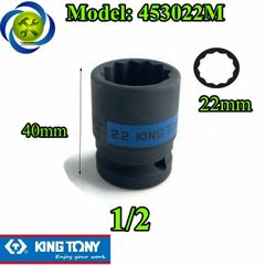 (ĐỦ SIZE) Tuýp 1/2 KINGTONY 4530 loại ngắn 12 cạnh màu đen