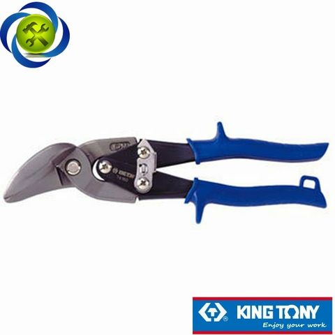 Kéo cắt tôn mũi cong phải Kingtony 74160 ngắn cán xanh dài 235mm