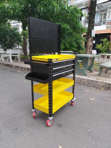 Xe đẩy dụng cụ 3 khay + 3 ngăn kéo có tấm treo STRONGER TOOL