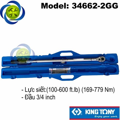 Cần siết lực 3/4 Kingtony 34662-2GG (172-760 Nm) (15-80 Kgf.m) dài 1234mm