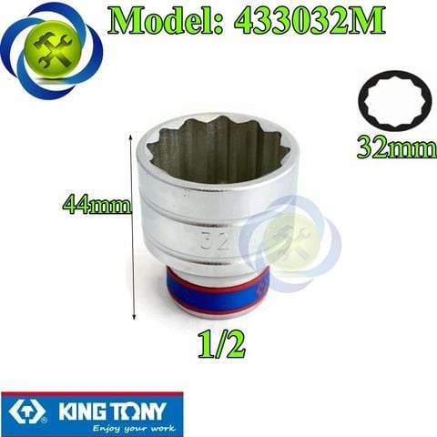 (ĐỦ SIZE) Tuýp 1/2 KINGTONY 4330 loại ngắn 12 cạnh màu trắng
