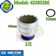 (ĐỦ SIZE) Tuýp 1/2 KINGTONY 4330 loại ngắn 12 cạnh màu trắng