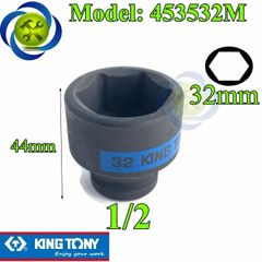 (ĐỦ SIZE) Tuýp 1/2 KINGTONY 4535 loại ngắn 6 cạnh màu đen