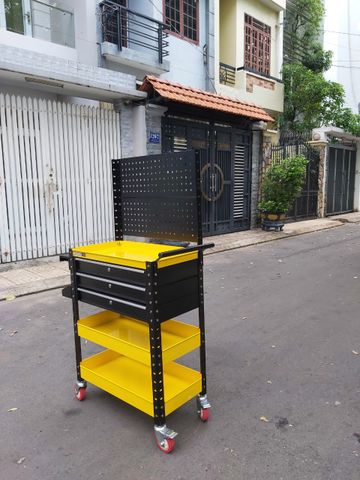 Xe đẩy dụng cụ 3 khay + 3 ngăn kéo có tấm treo STRONGER TOOL