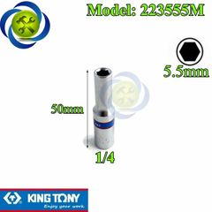 (ĐỦ SIZE) Tuýp trắng 6 cạnh Kingtony 2235 chuôi 1/4 dài 50mm (size lẻ từ 4-14mm)