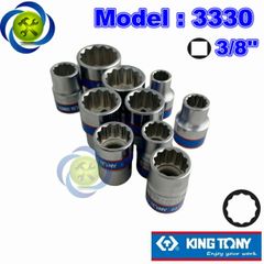 (ĐỦ SIZE) Tuýp trắng ngắn 12 cạnh Kingtony 3330xx chuôi 3/8 (size lẻ từ 6-24mm)