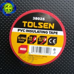 Băng keo điện đỏ Tolsen 38025 dài 9.15M dày 0.13mm bảng 19mm