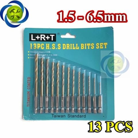 Bộ mũi khoan sắt đuôi lục giác L+R+T 13 chi tiết LRT-MK01 1.5mm - 6.5mm