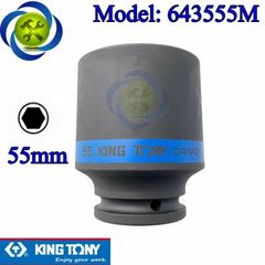 Đầu tuýp đen 55mm 3/4 inch Kingtony 643555M loại 6 cạnh nặng 1.9kg