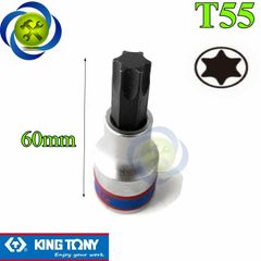 Đầu tuýp sao T55 1/2 Kingtony 402355 dài 60mm trắng đen