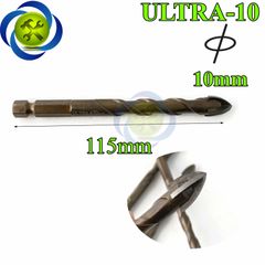 Mũi khoan gạch men 10mm đuôi lục giác ULTRA-10 có 4 cạnh gạch-kính-thép